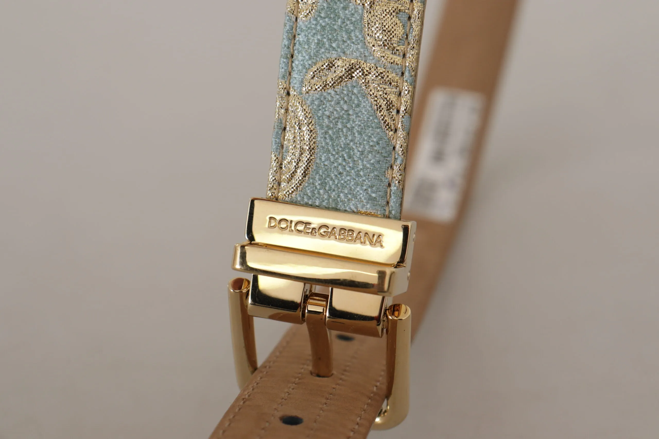 Elegant Light Blue Leather Belt with Gold Buckle sold by Louxly product image thumbnail 3