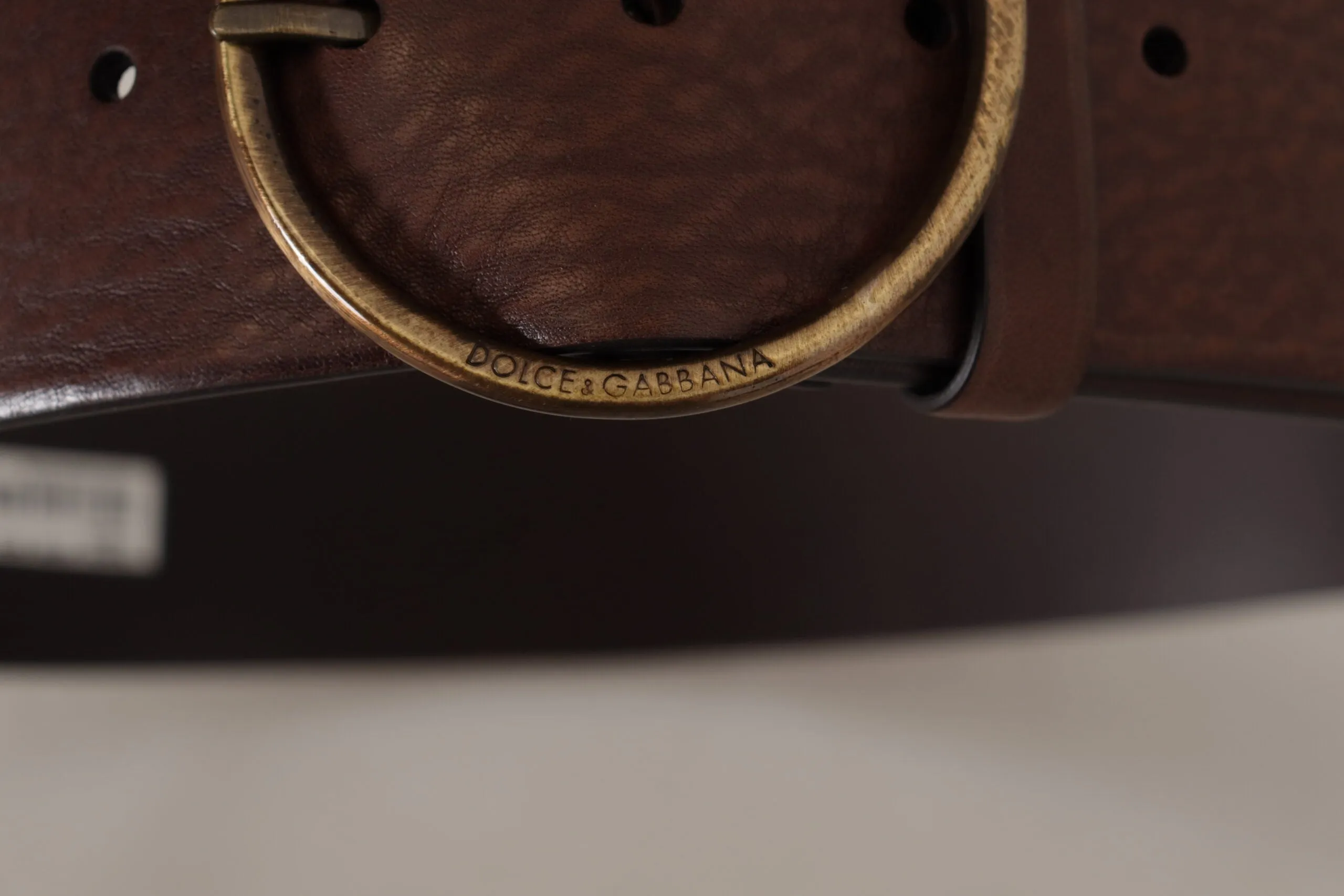 Elegant Brown Leather Belt with Engraved Buckle sold by Louxly product image thumbnail 4
