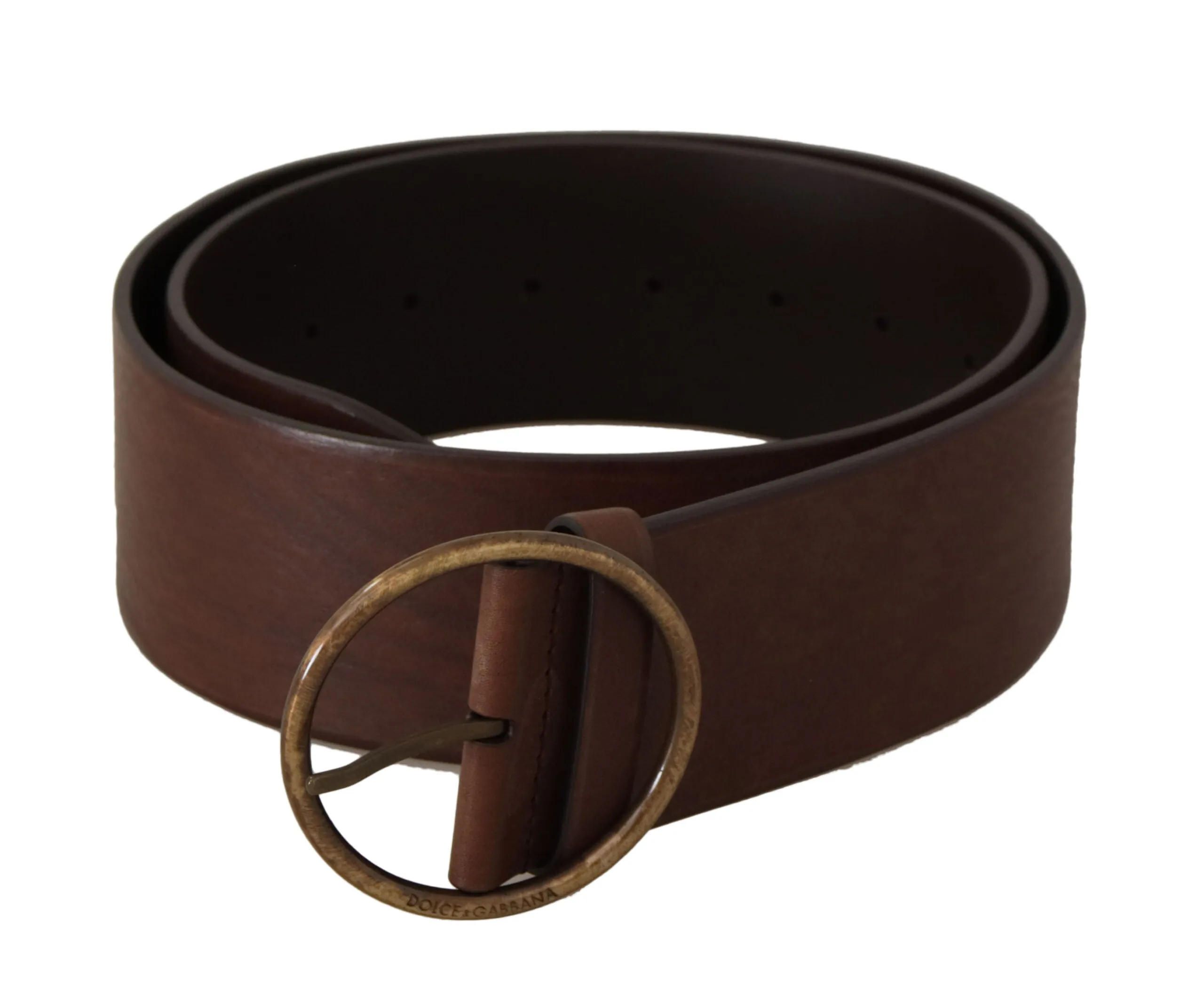 Elegant Brown Leather Belt with Engraved Buckle sold by Louxly