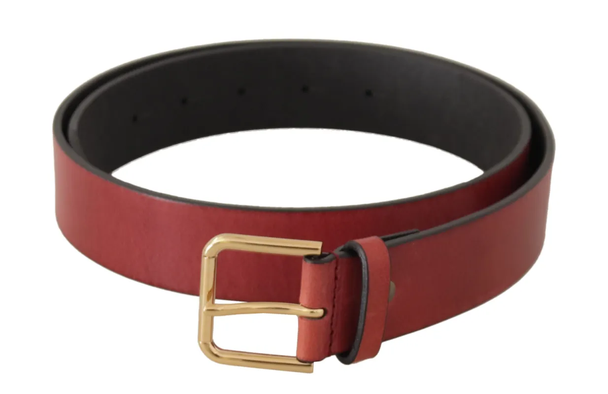 Elegant Red Leather Belt with Engraved Buckle sold by Louxly