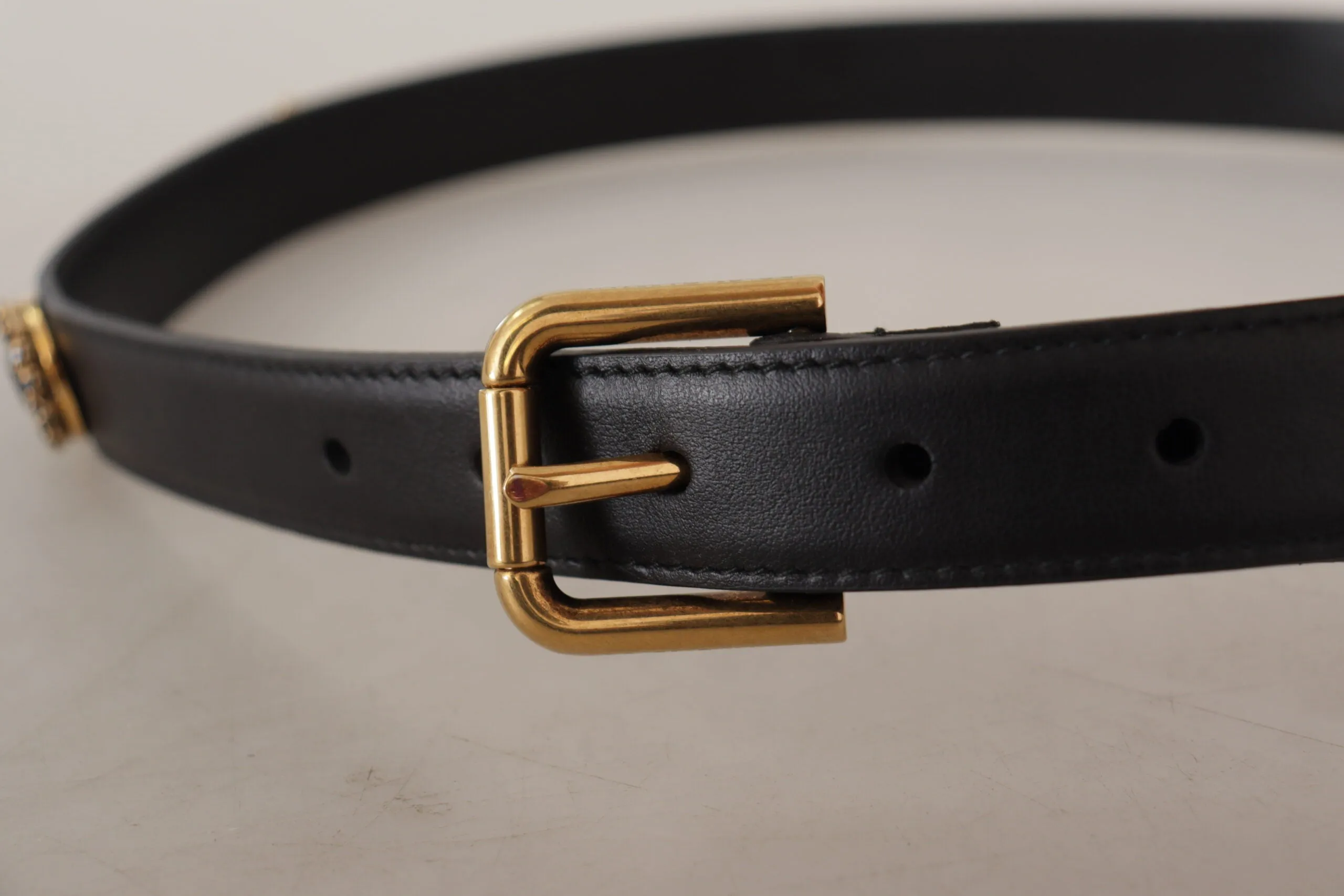 Elegant Black Leather Logo Belt sold by Louxly product image thumbnail 4