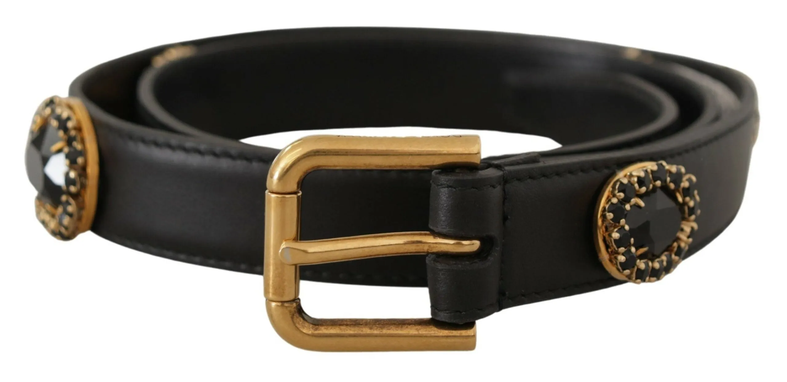 Elegant Black Leather Logo Belt sold by Louxly