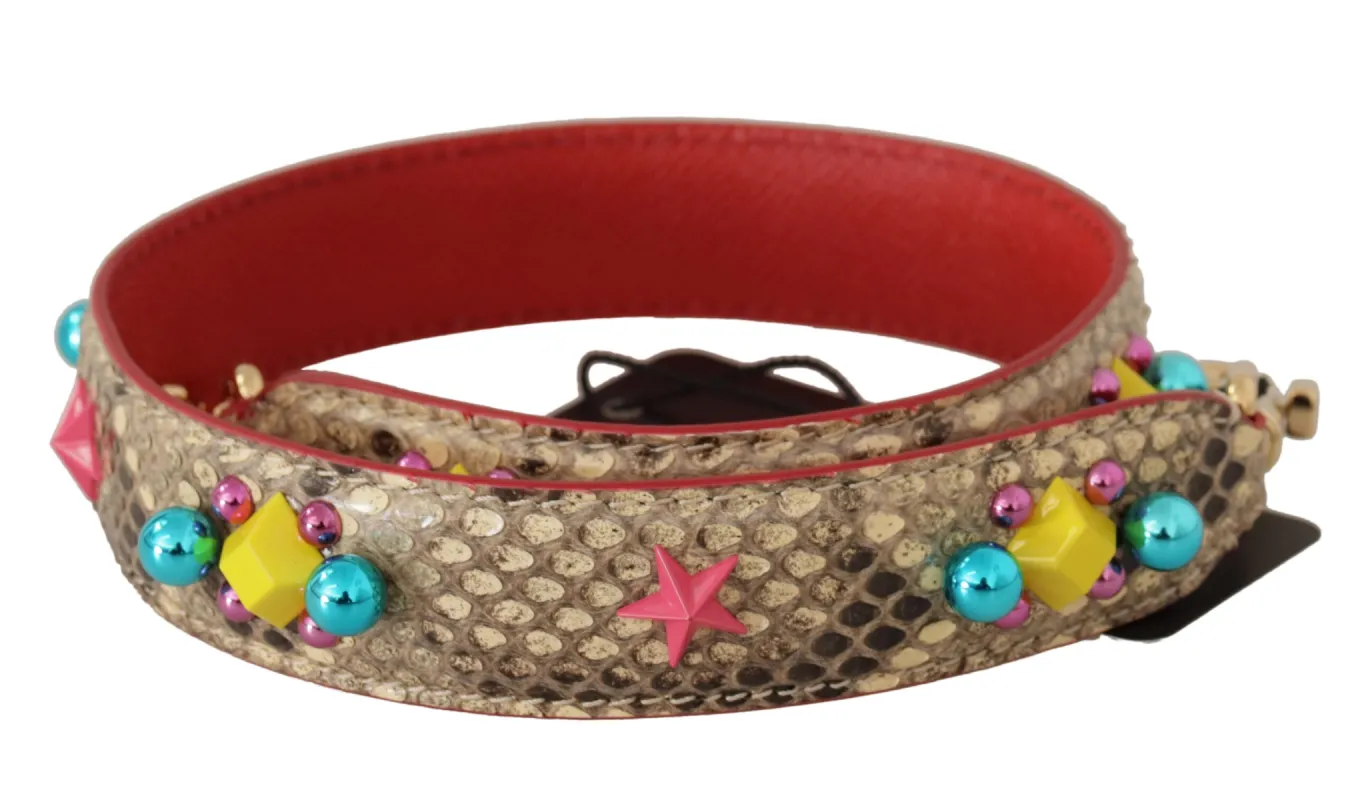 Exquisite Beige Python Leather Bag Strap sold by Louxly