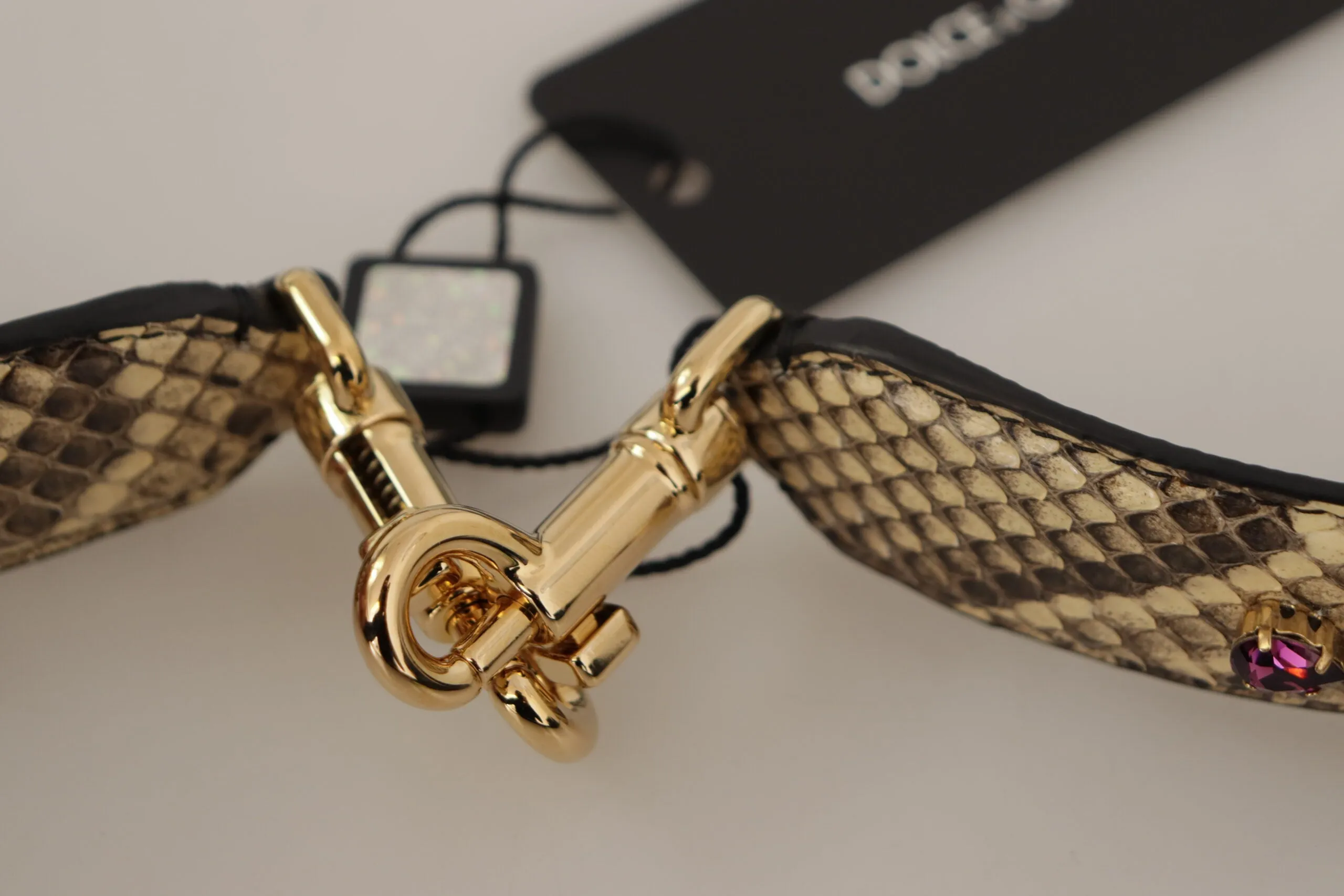 Elegant Beige Python Leather Shoulder Strap sold by Louxly product image thumbnail 3