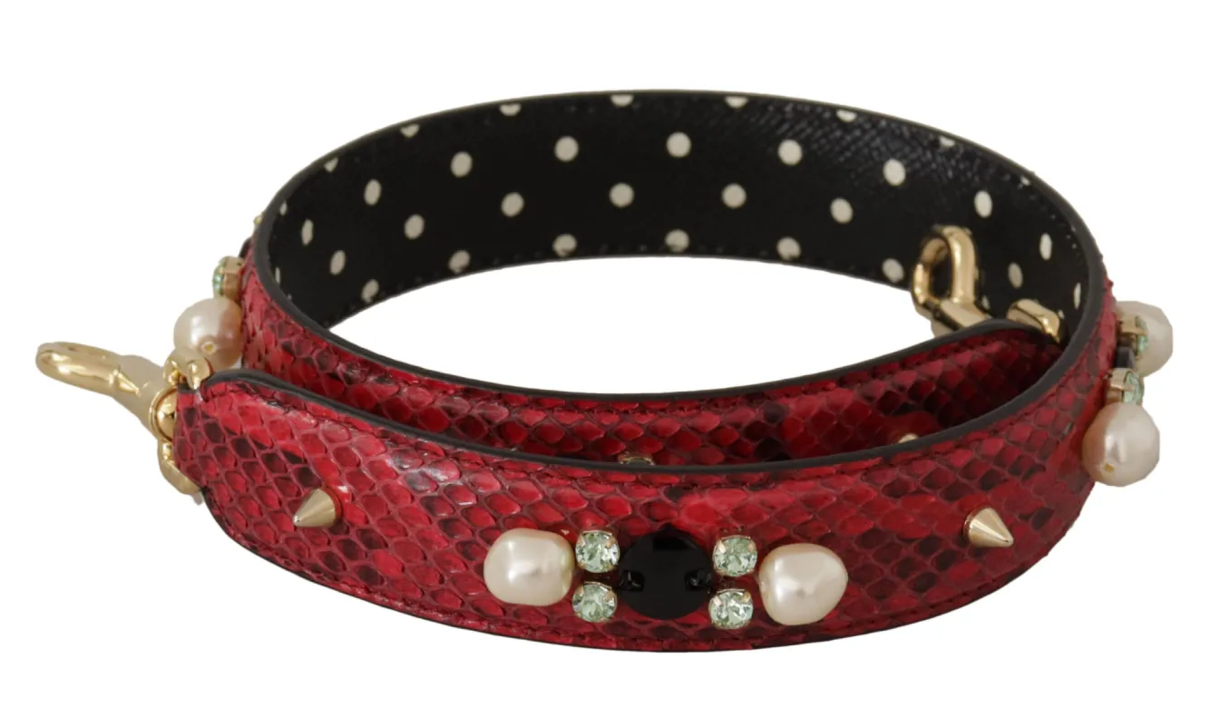 Elegant Red Python Leather Shoulder Strap sold by Louxly