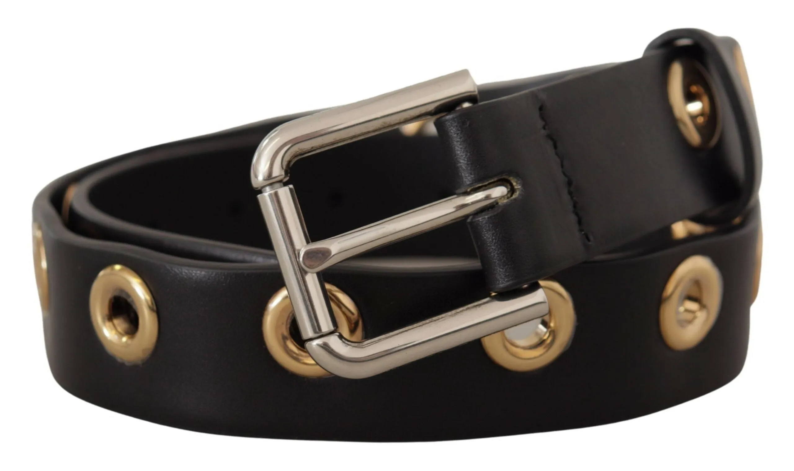 Chic Black Leather Belt with Engraved Buckle sold by Louxly product image thumbnail 2