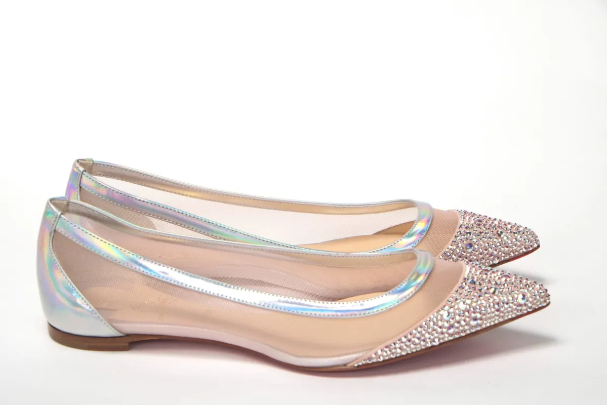 Silver Rose Flat Point Crystals Toe Shoe sold by Louxly