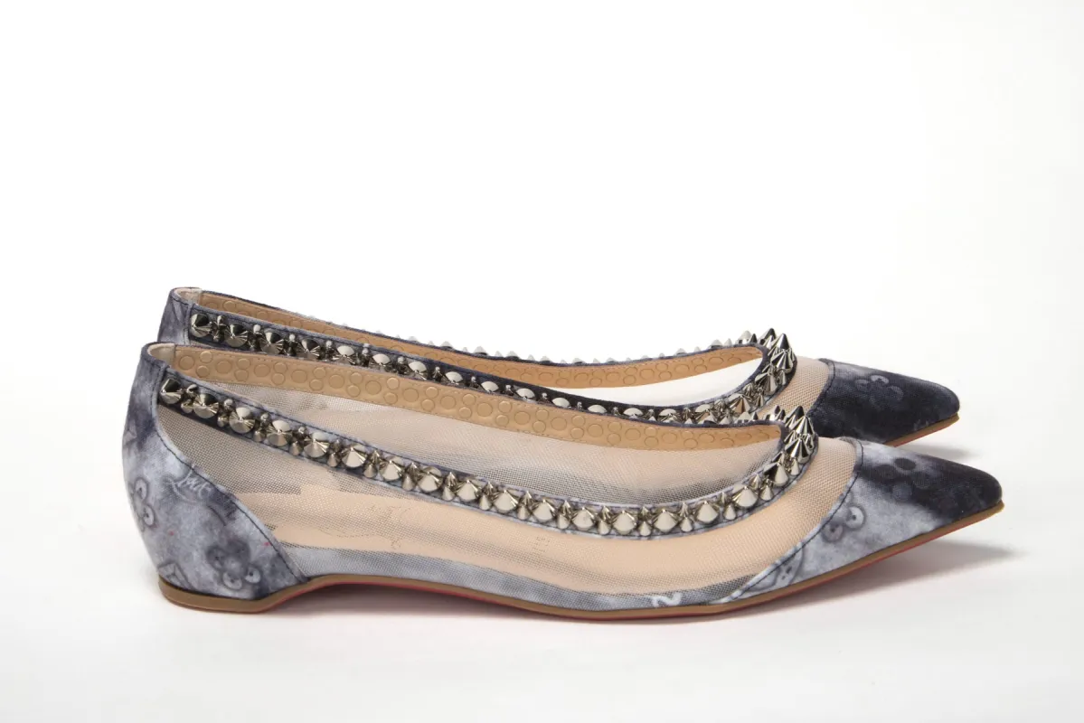 Multicolor Print Silver Flat Point Toe Shoe sold by Louxly