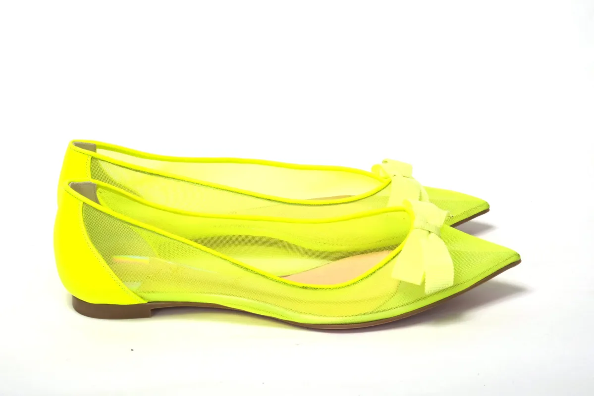Fluro Yellow Flat Point Toe Shoe sold by Louxly