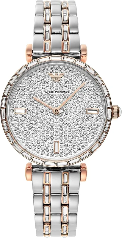 Elegant Two-Tone Crystal Pave Watch sold by Louxly
