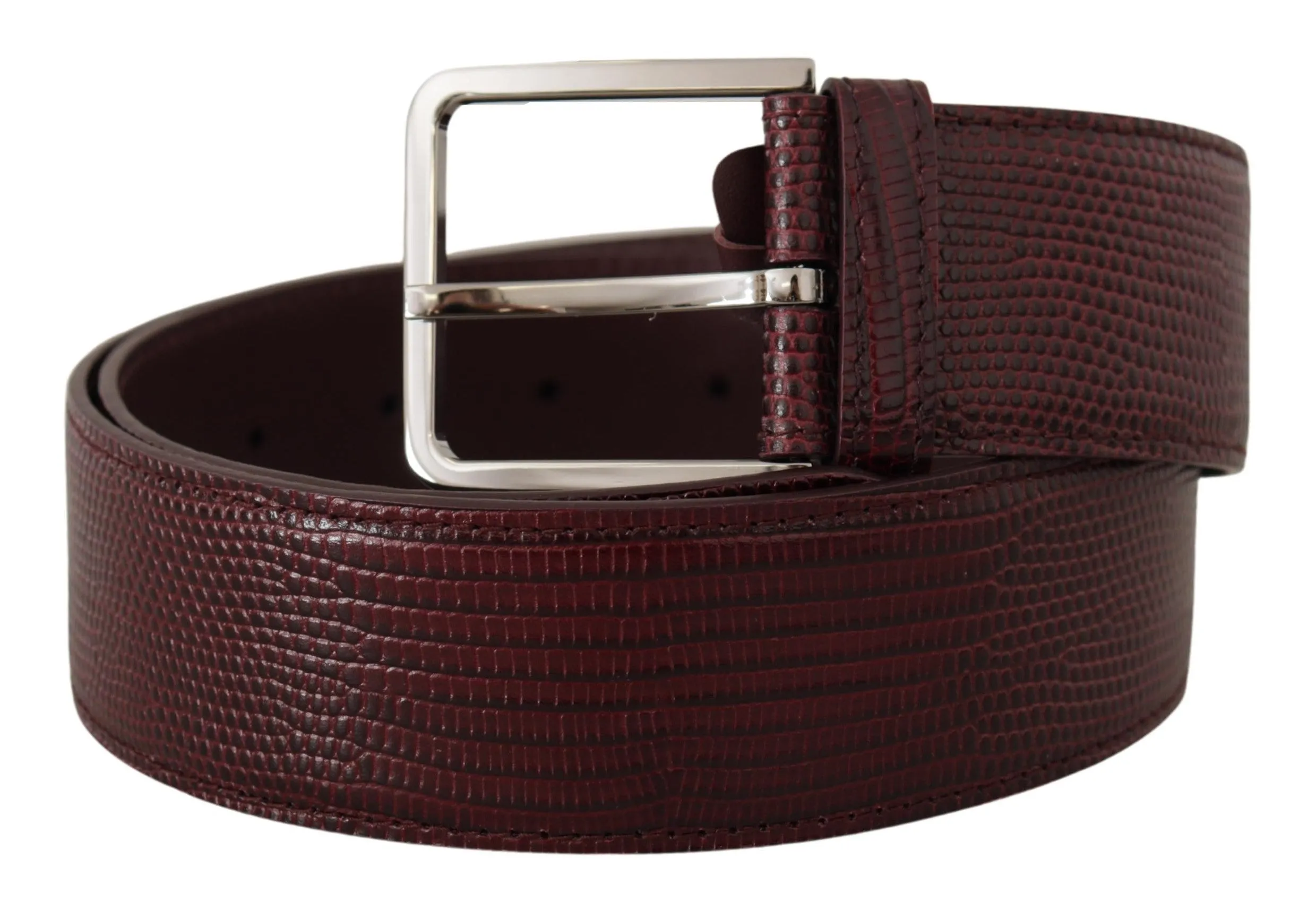 Elegant Maroon Leather Belt with Engraved Buckle sold by Louxly product image thumbnail 2