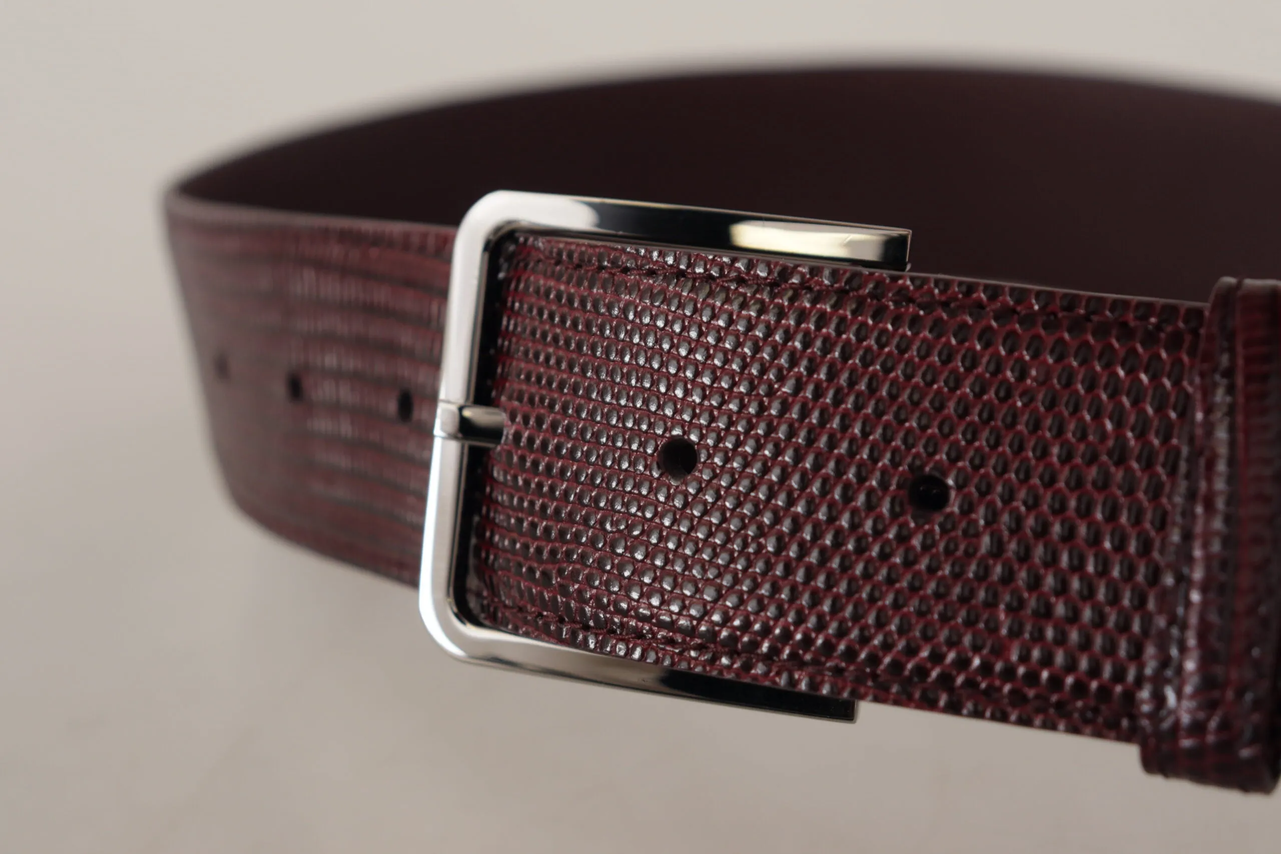 Elegant Maroon Leather Belt with Engraved Buckle sold by Louxly product image thumbnail 4