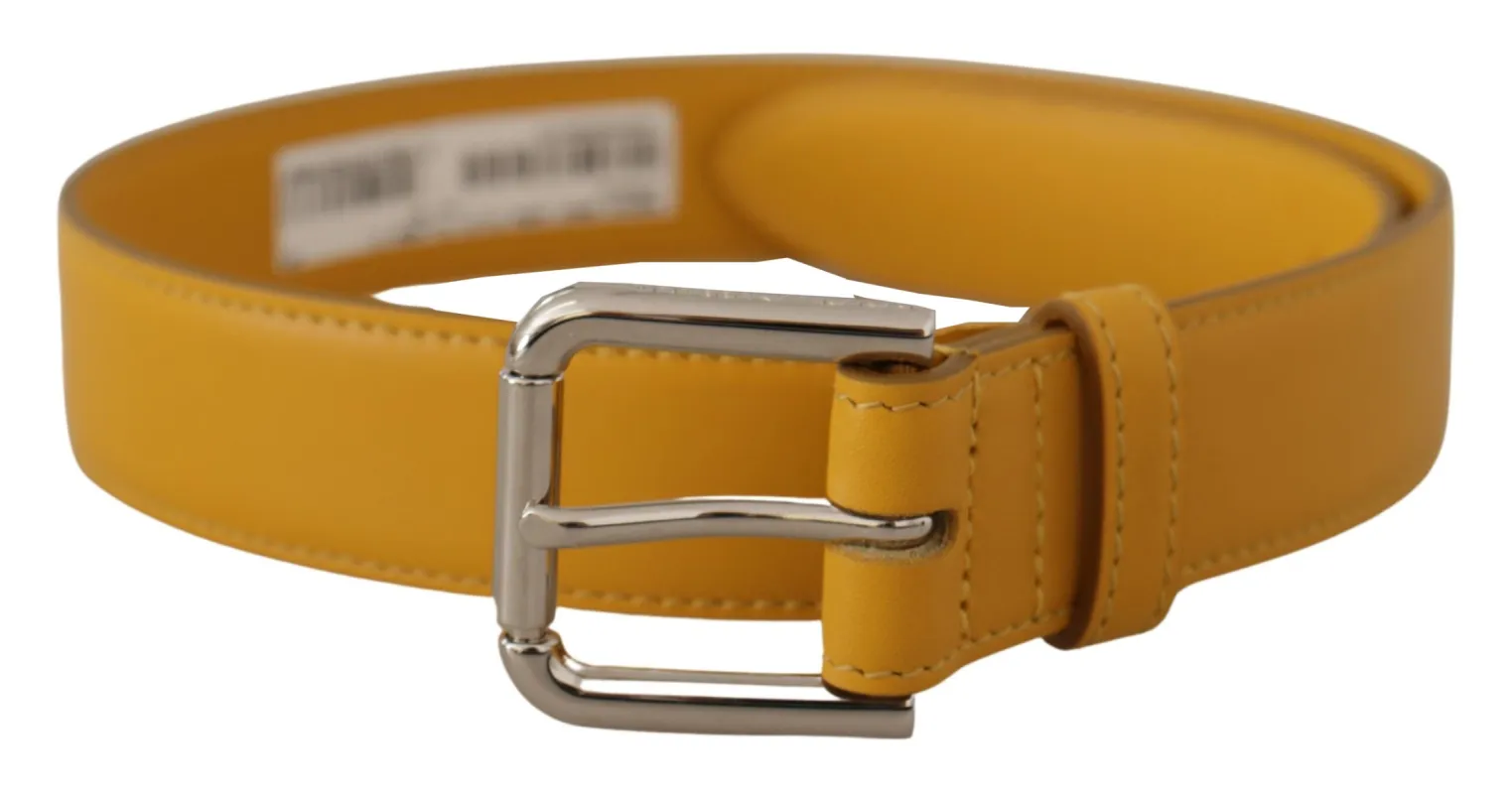 Elegant Leather Belt in Sunshine Yellow sold by Louxly
