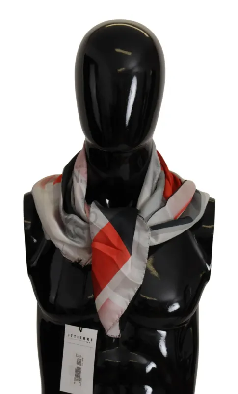 Elegant Silk Scarf in Gray Red Checkered sold by Louxly