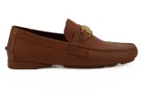 Elegant Medusa-Embossed Leather Loafers sold by Louxly