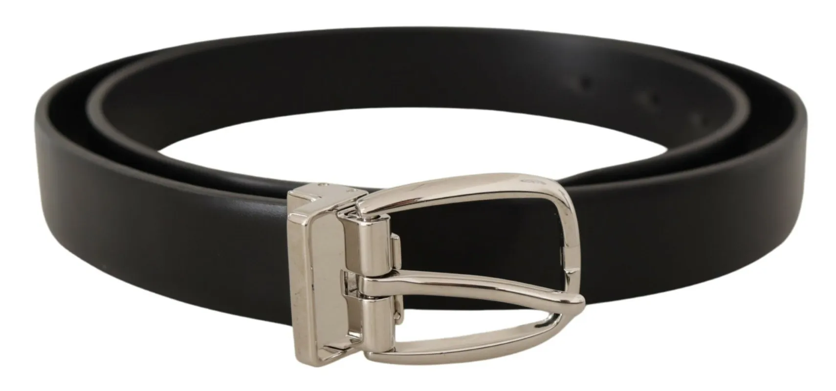 Elegant Black Leather Belt with Metal Buckle sold by Louxly