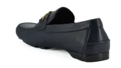Elegant Navy Blue Calf Leather Loafers sold by Louxly