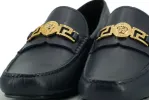 Elegant Navy Blue Calf Leather Loafers sold by Louxly