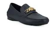 Elegant Navy Blue Calf Leather Loafers sold by Louxly