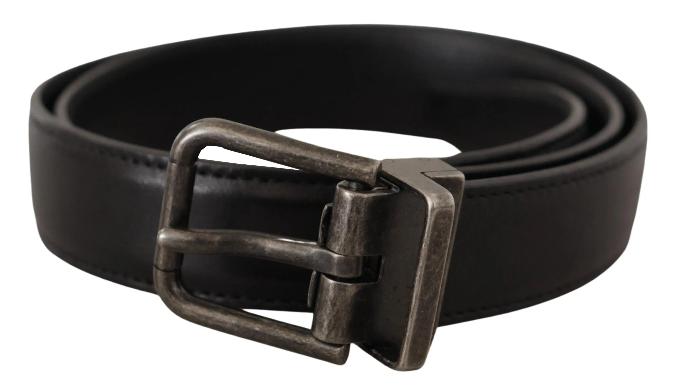 Elegant Black Leather Belt with Metal Buckle sold by Louxly