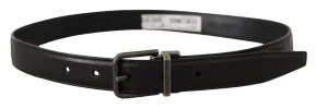 Elegant Black Leather Belt with Metal Buckle sold by Louxly