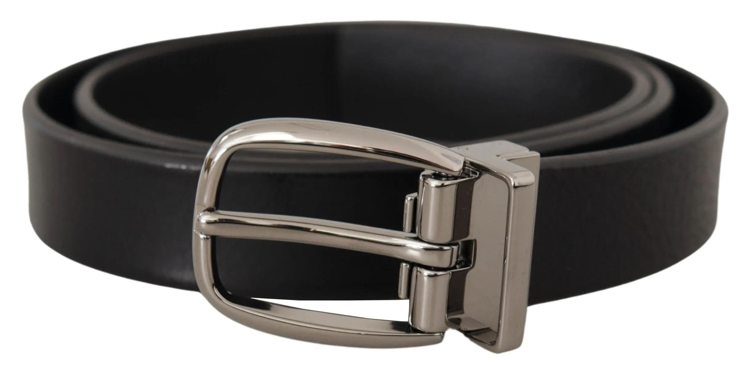 Elegant Black Leather Belt with Metal Buckle sold by Louxly
