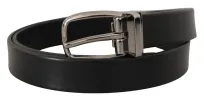 Elegant Black Leather Belt with Metal Buckle sold by Louxly