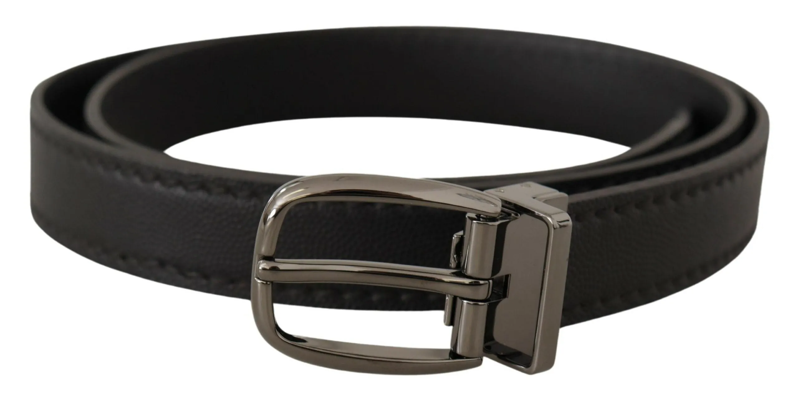 Elegant Black Leather Belt with Metal Buckle sold by Louxly