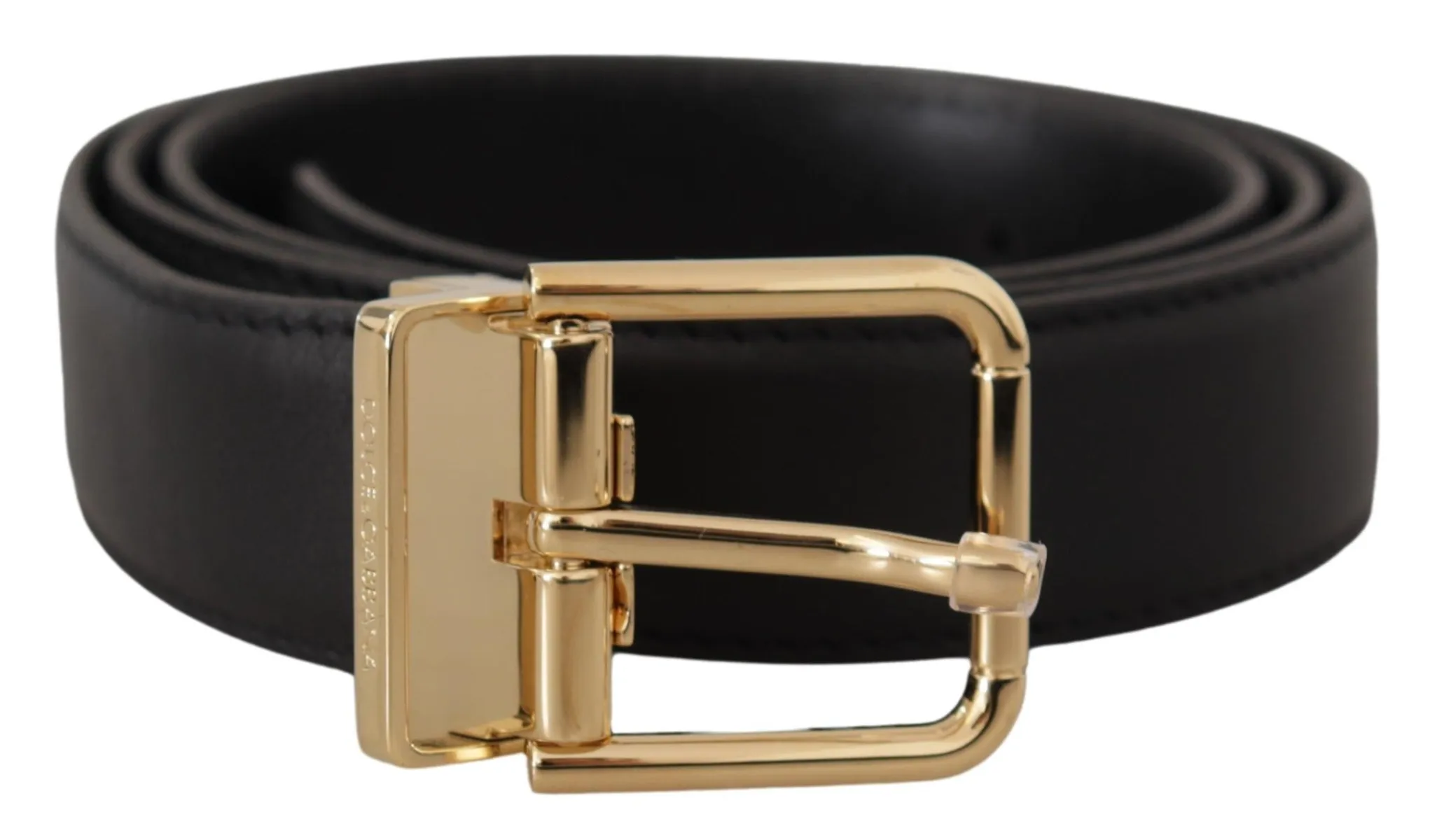 Elegant Black Leather Belt with Metal Buckle sold by Louxly