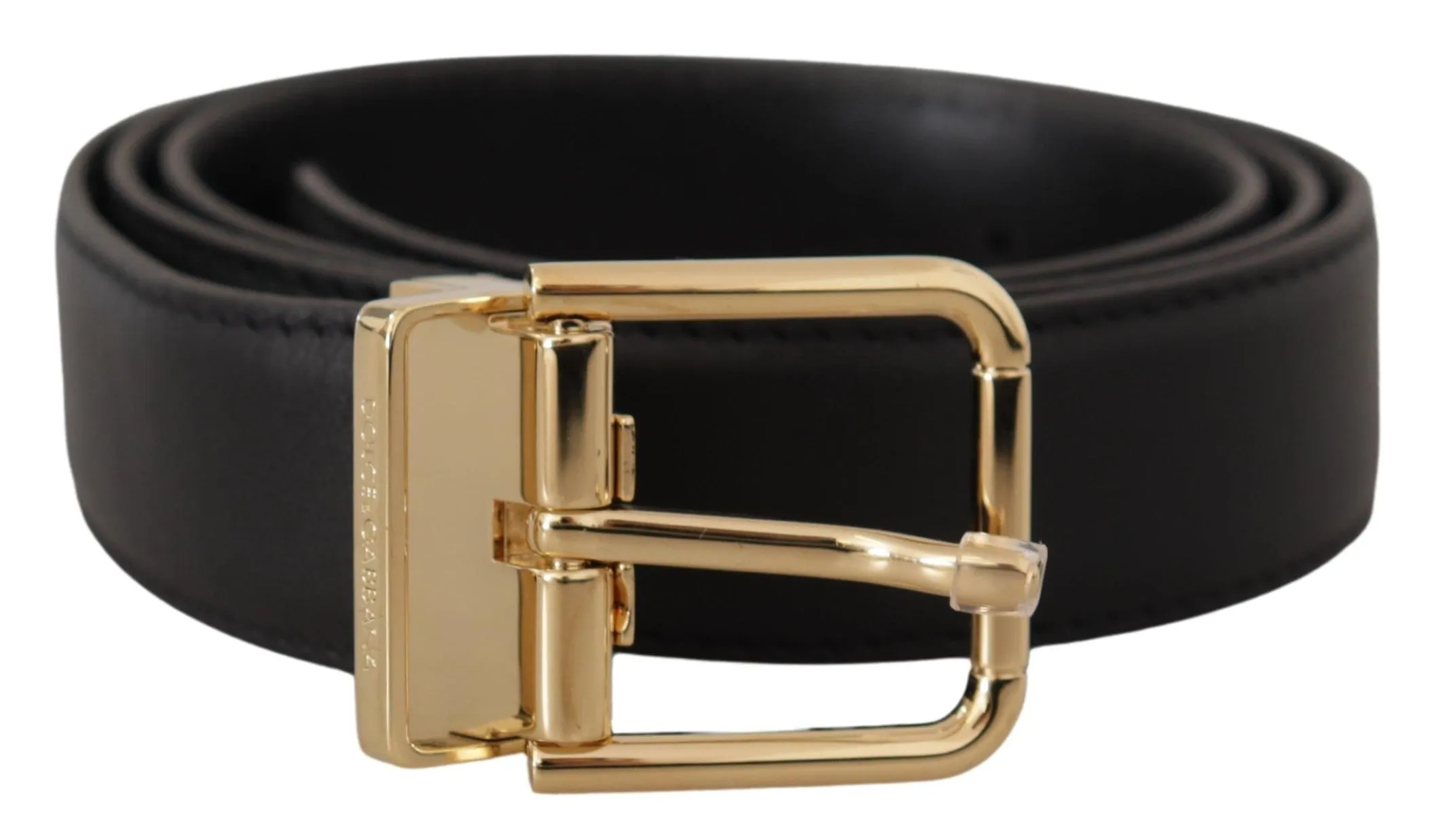 Elegant Black Leather Belt with Metal Buckle sold by Louxly