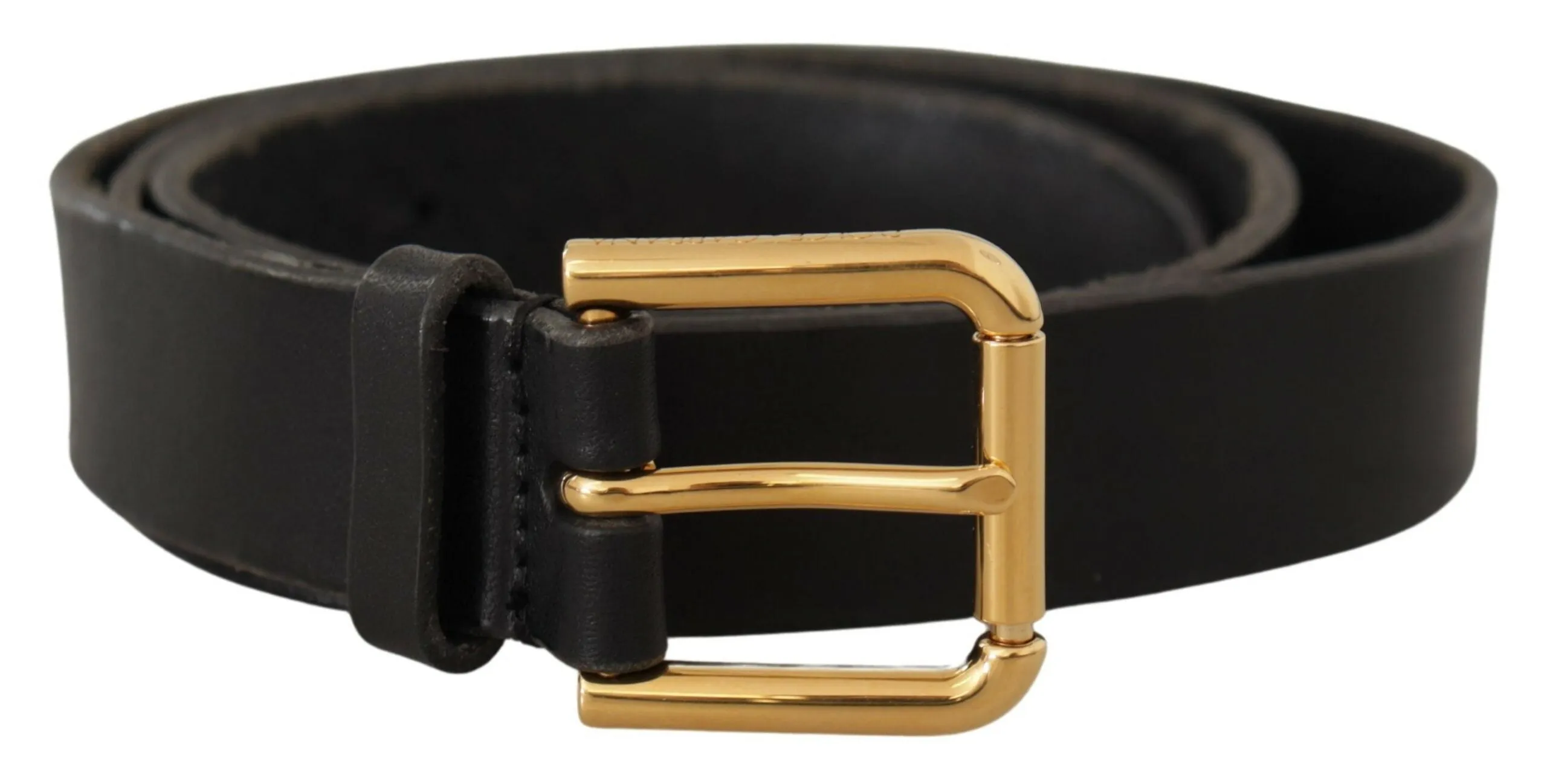 Sleek Black Leather Belt with Metal Buckle sold by Louxly