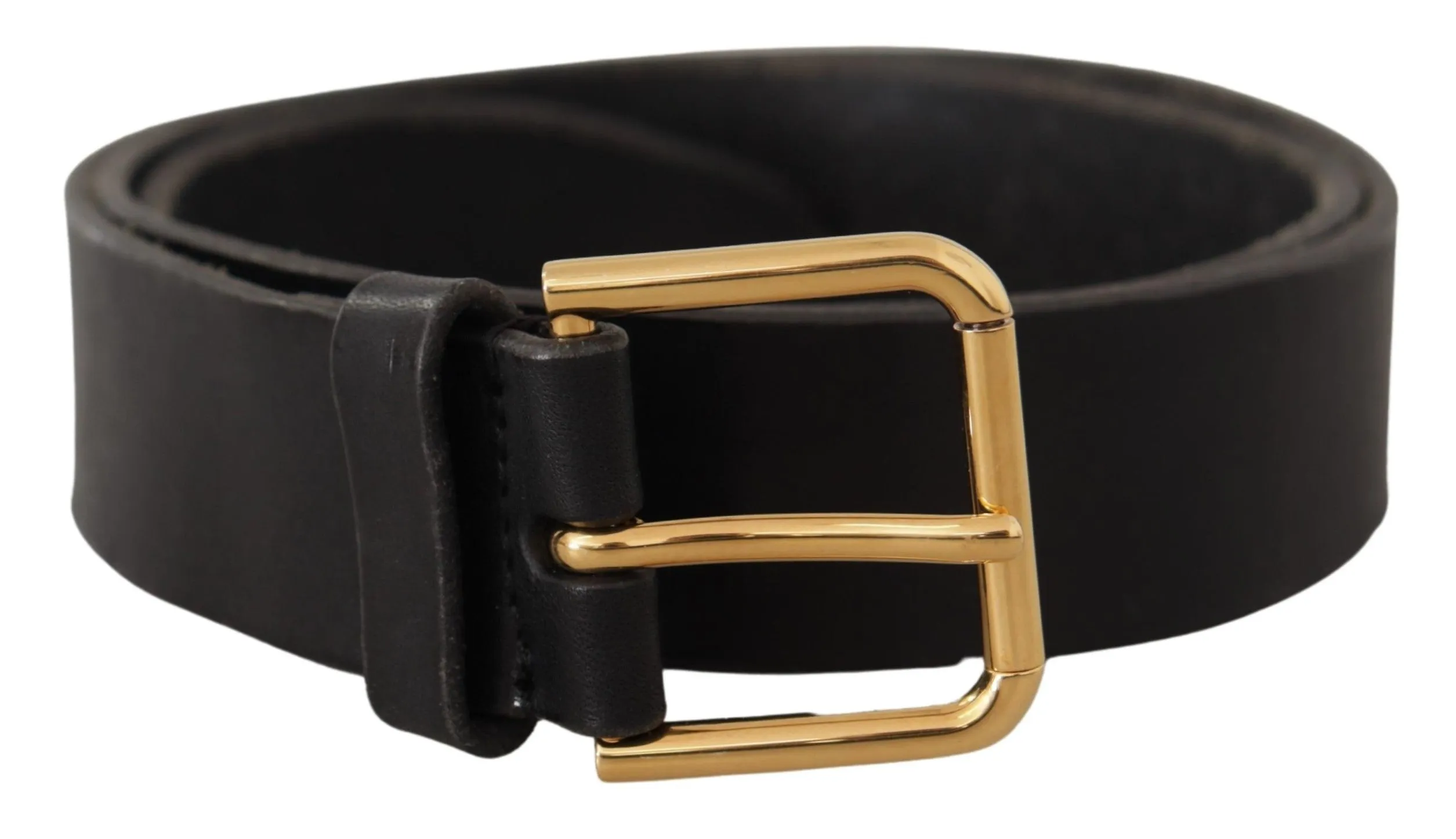 Elegant Black Leather Belt with Metal Buckle sold by Louxly