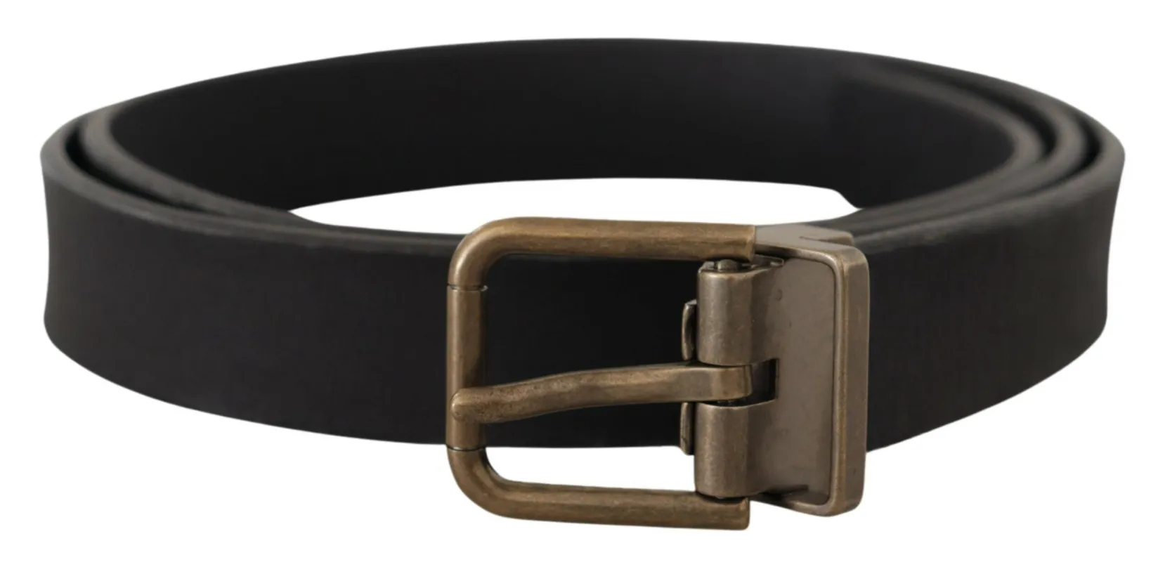 Elegant Black Leather Belt with Vintage Metal Buckle sold by Louxly