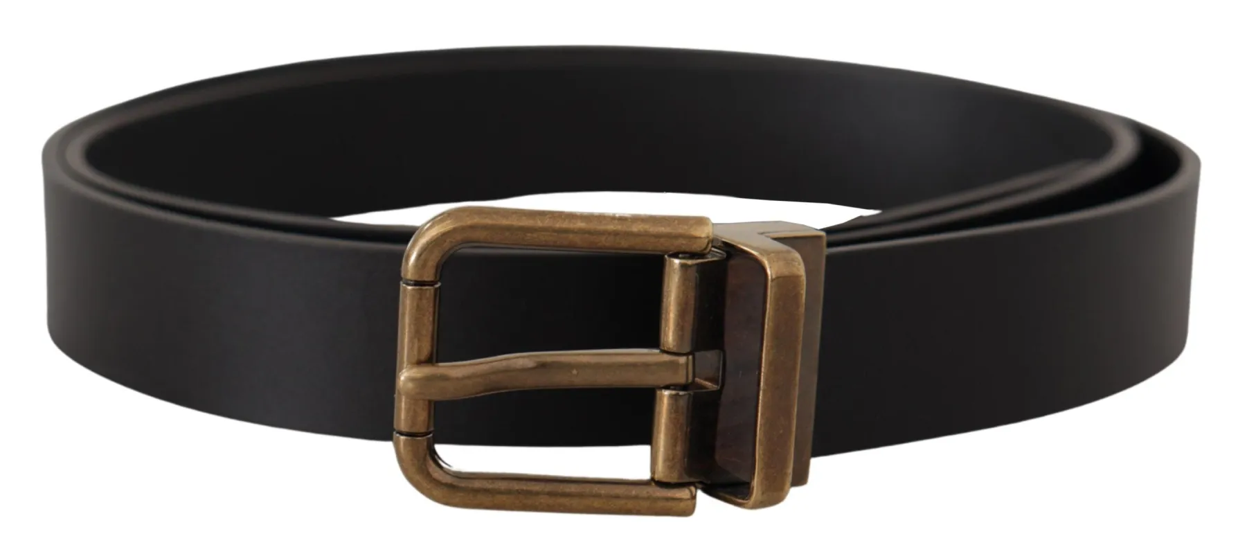 Elegant Black Leather Belt with Vintage Buckle sold by Louxly