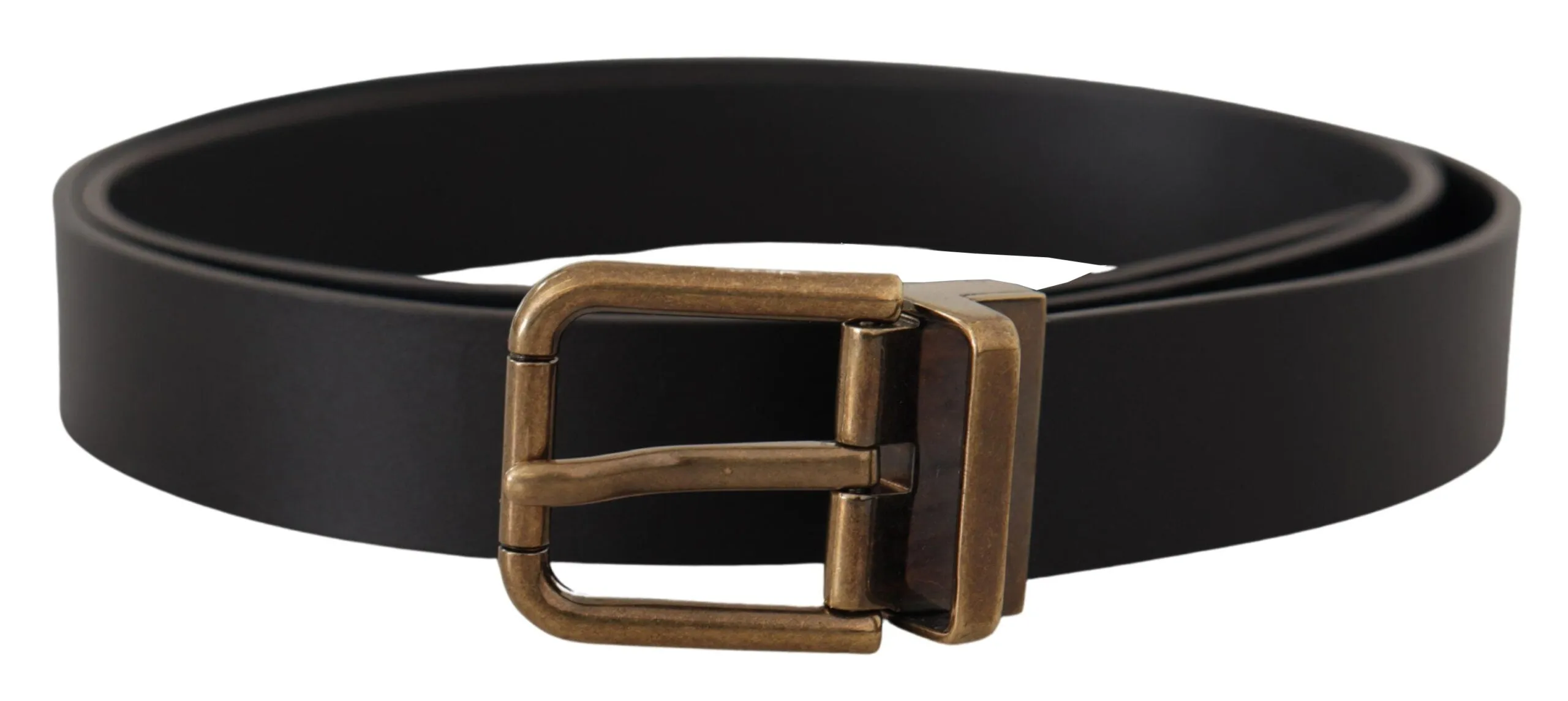 Elegant Black Leather Belt with Vintage Buckle sold by Louxly