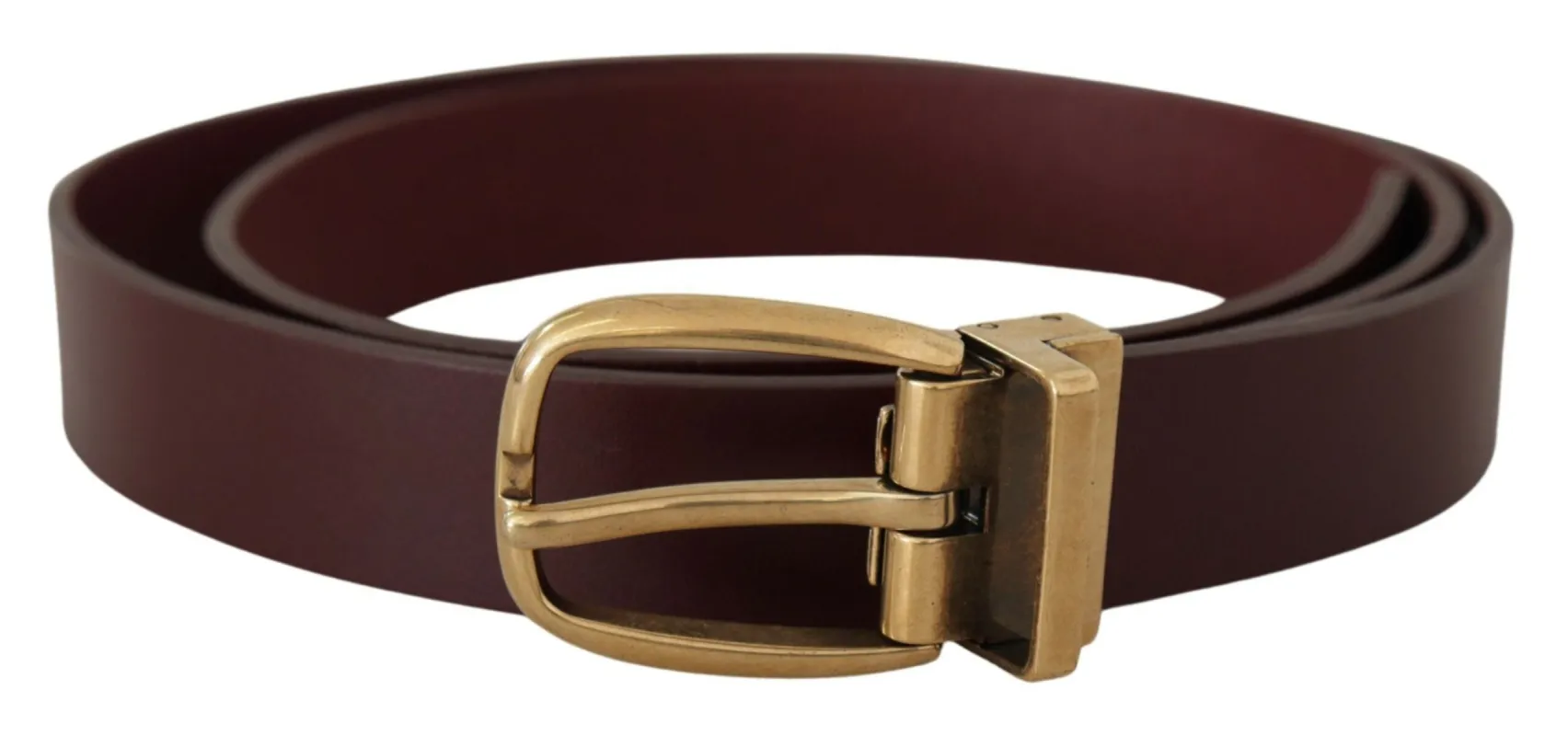 Elegant Brown Leather Belt with Gold Buckle sold by Louxly