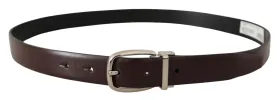 Elegant Leather Belt with Silver Metal Buckle sold by Louxly