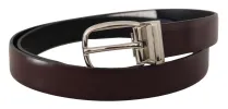 Elegant Leather Belt with Silver Metal Buckle sold by Louxly