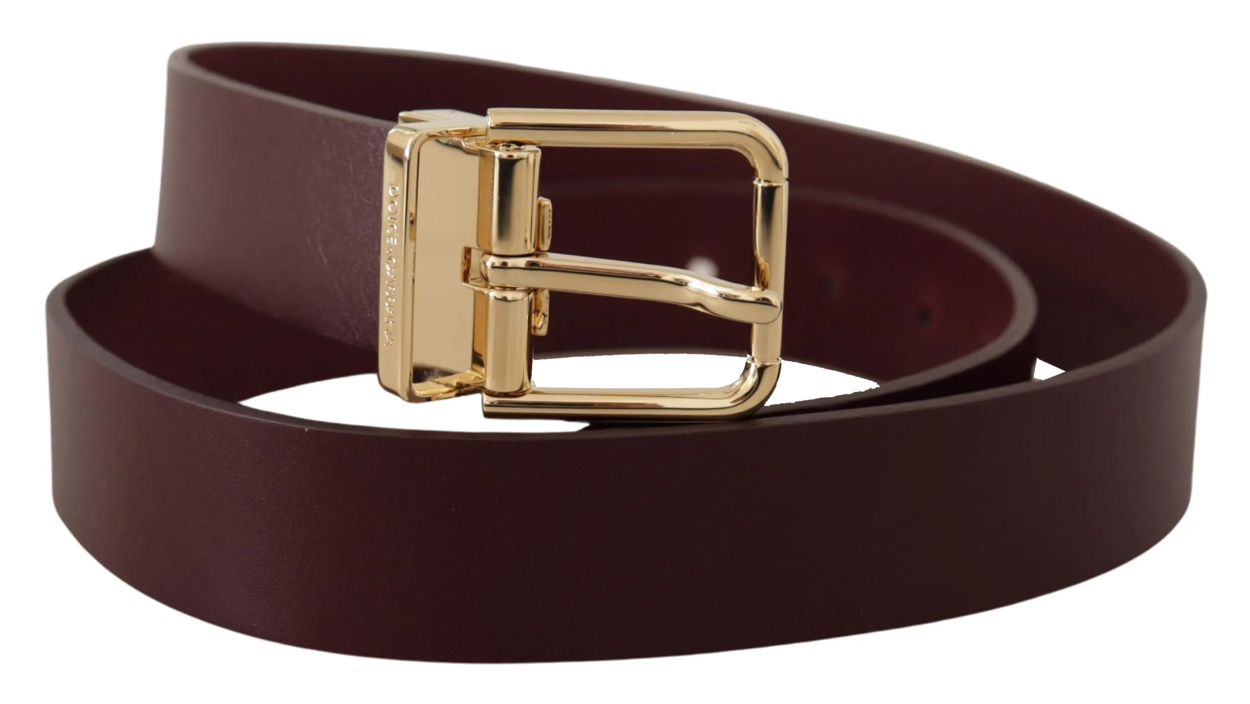 Elegant Maroon Leather Belt with Gold Buckle sold by Louxly product image thumbnail 2