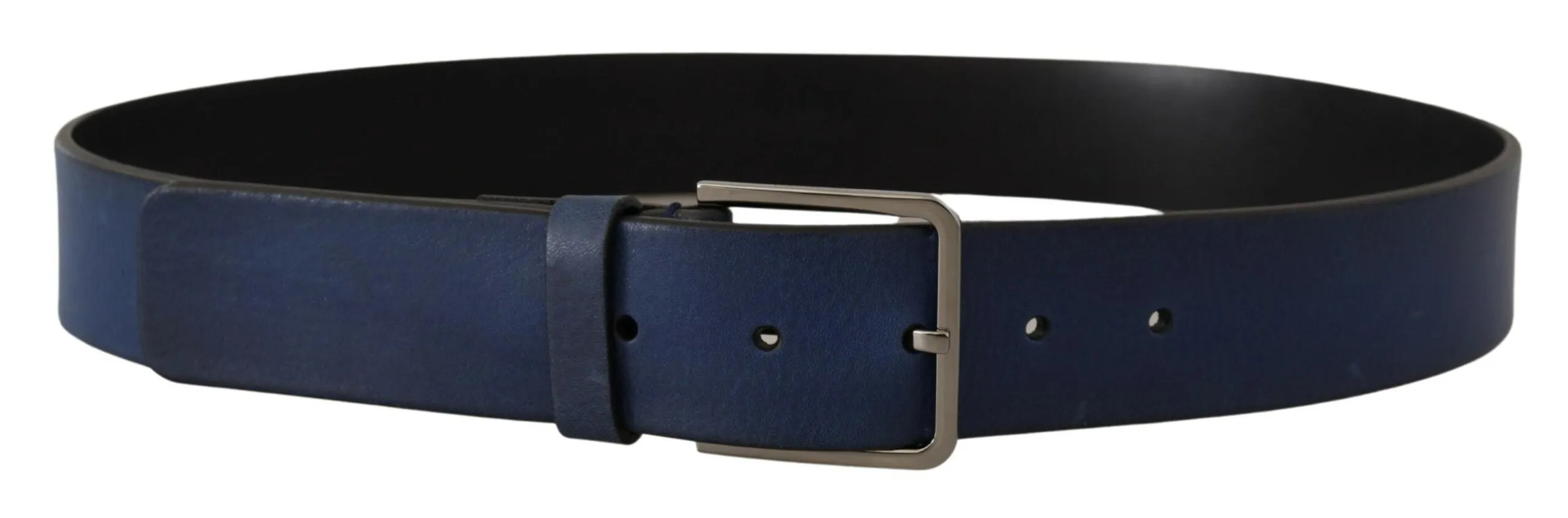 Elegant Blue Leather Belt with Silver Buckle sold by Louxly product image thumbnail 3