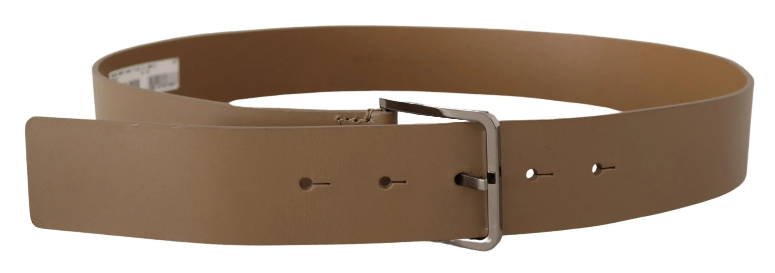 Beige Leather Statement Belt with Silver Buckle sold by Louxly product image thumbnail 3