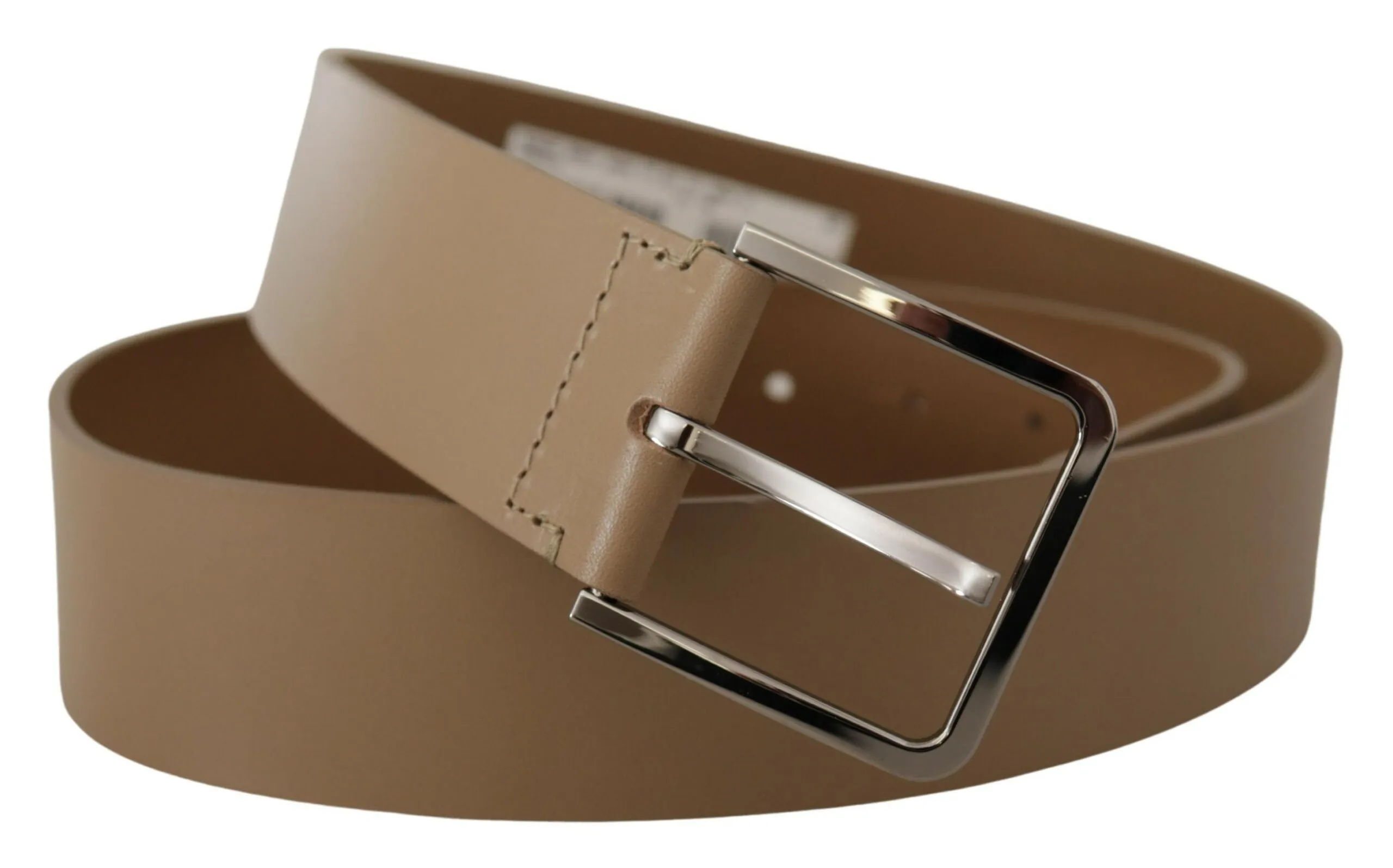 Beige Leather Statement Belt with Silver Buckle sold by Louxly product image thumbnail 2