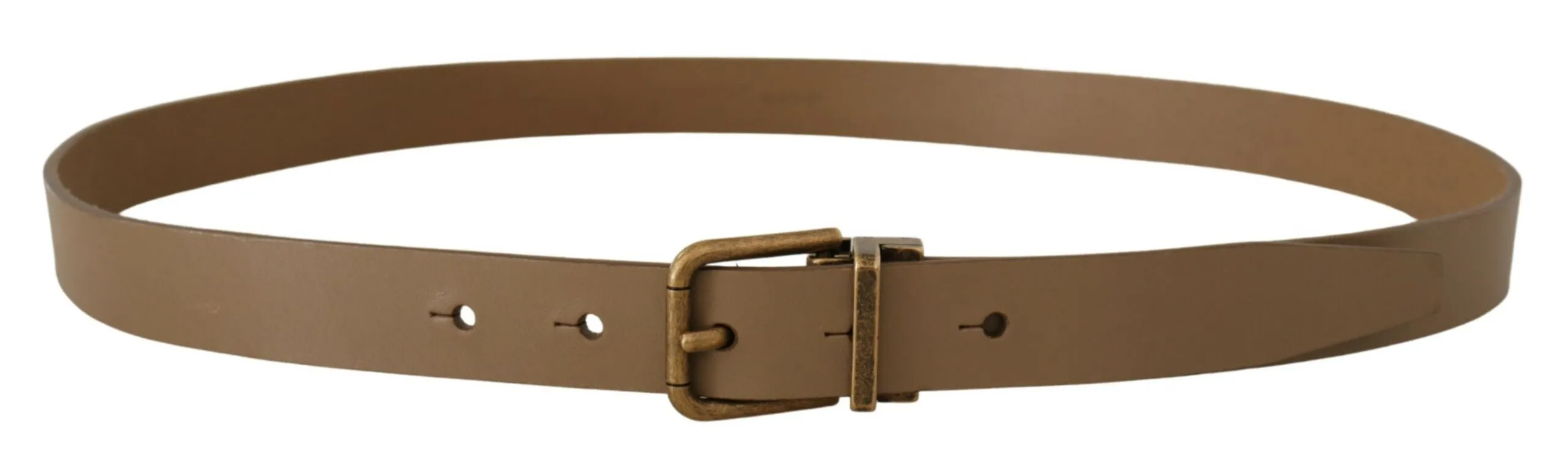 Elegant Brown Leather Belt with Brass Tone Buckle sold by Louxly product image thumbnail 3