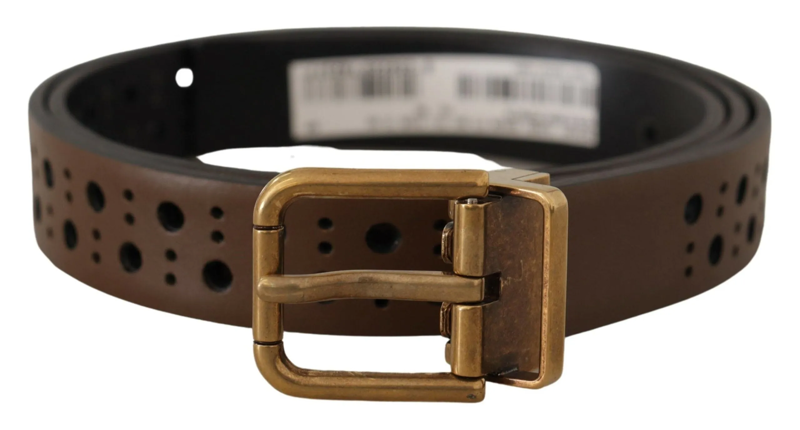 Elegant Brown Leather Belt with Golden Buckle sold by Louxly