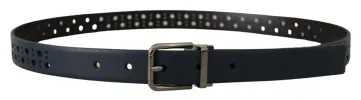 Elegant Navy Blue Leather Belt sold by Louxly
