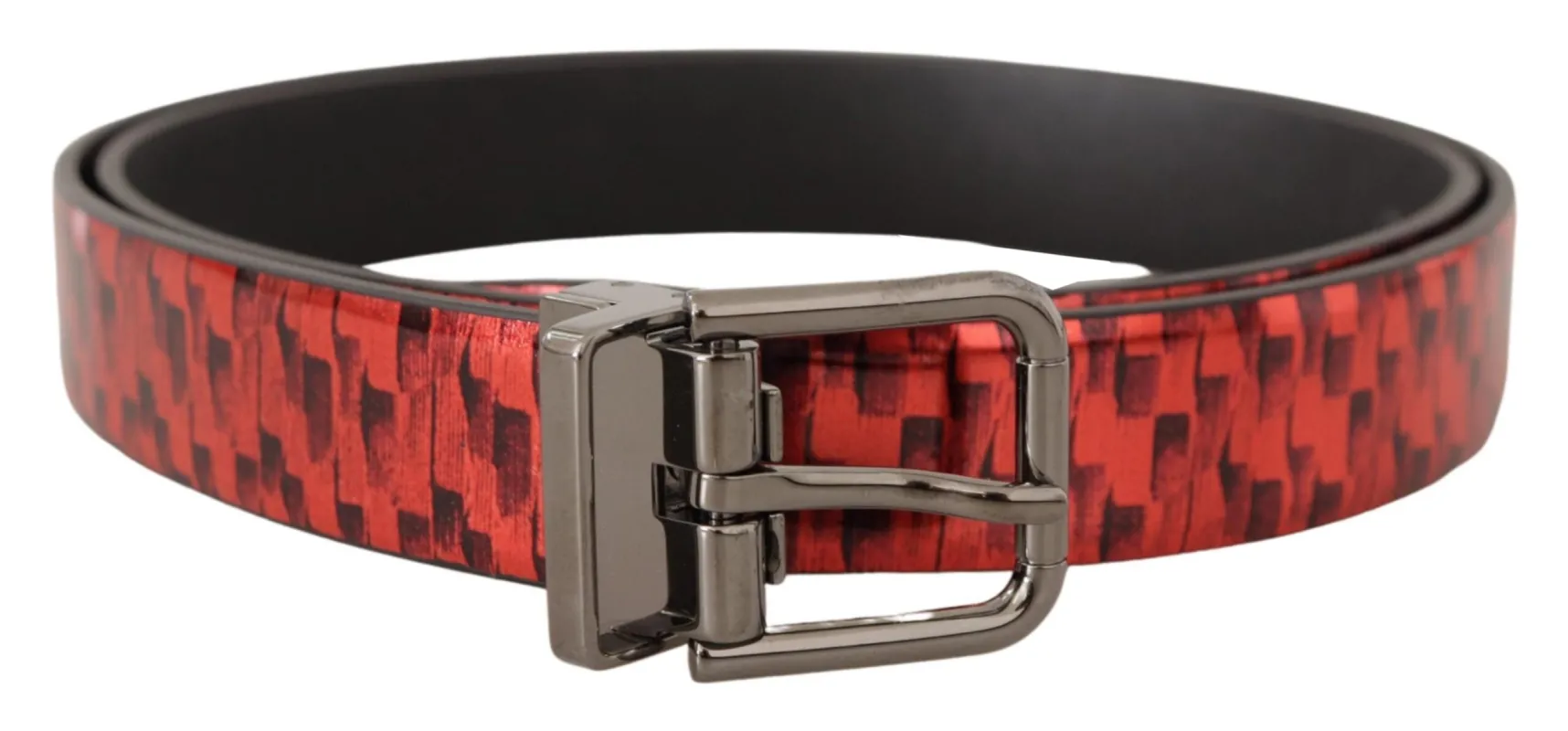 Elegant Red Leather Belt with Silver Buckle sold by Louxly