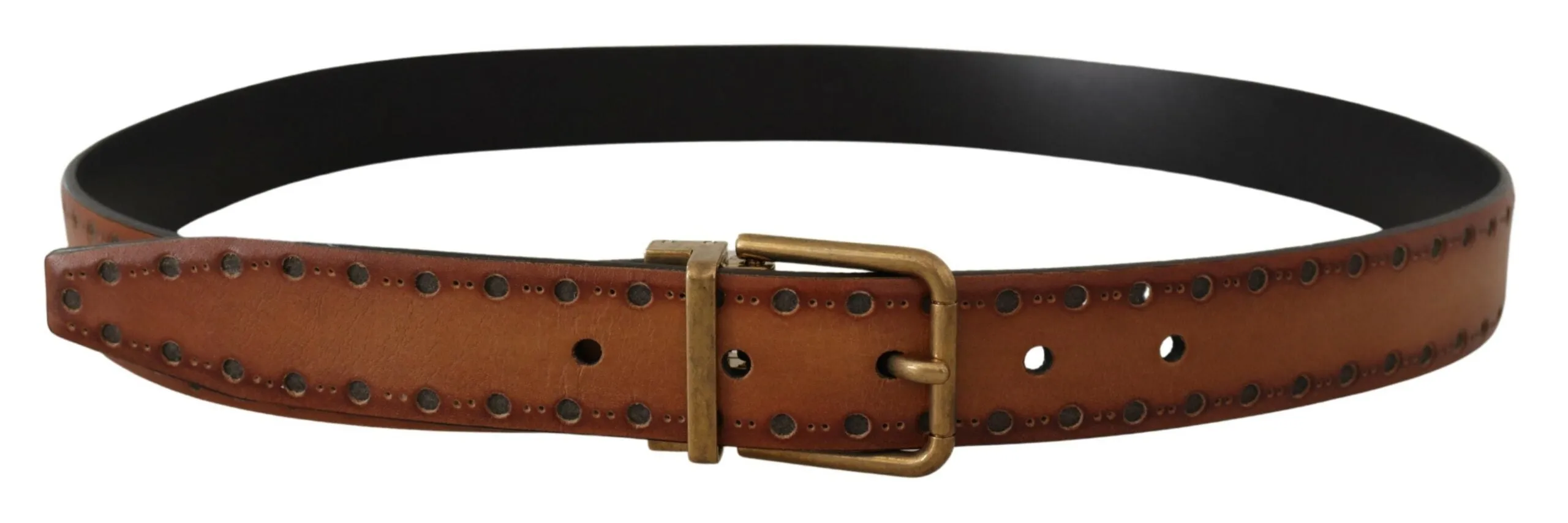 Elegant Brown Leather Belt with Brass Buckle sold by Louxly product image thumbnail 2