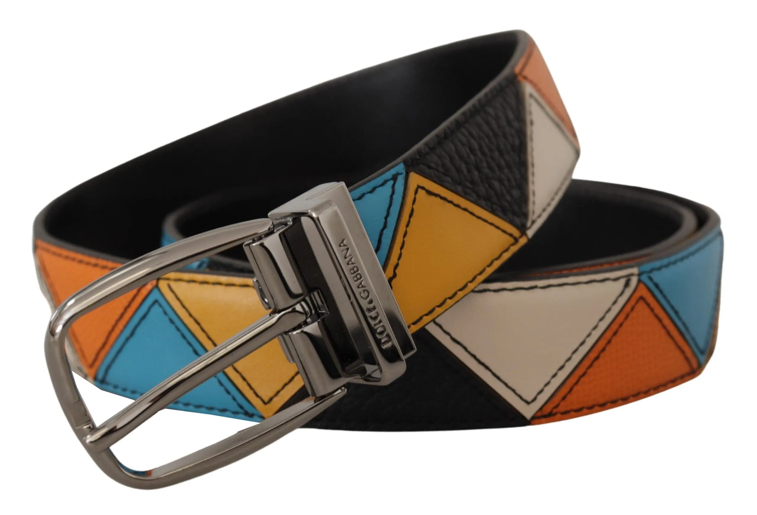 Elegant Multicolor Leather Belt with Silver Buckle sold by Louxly product image thumbnail 4