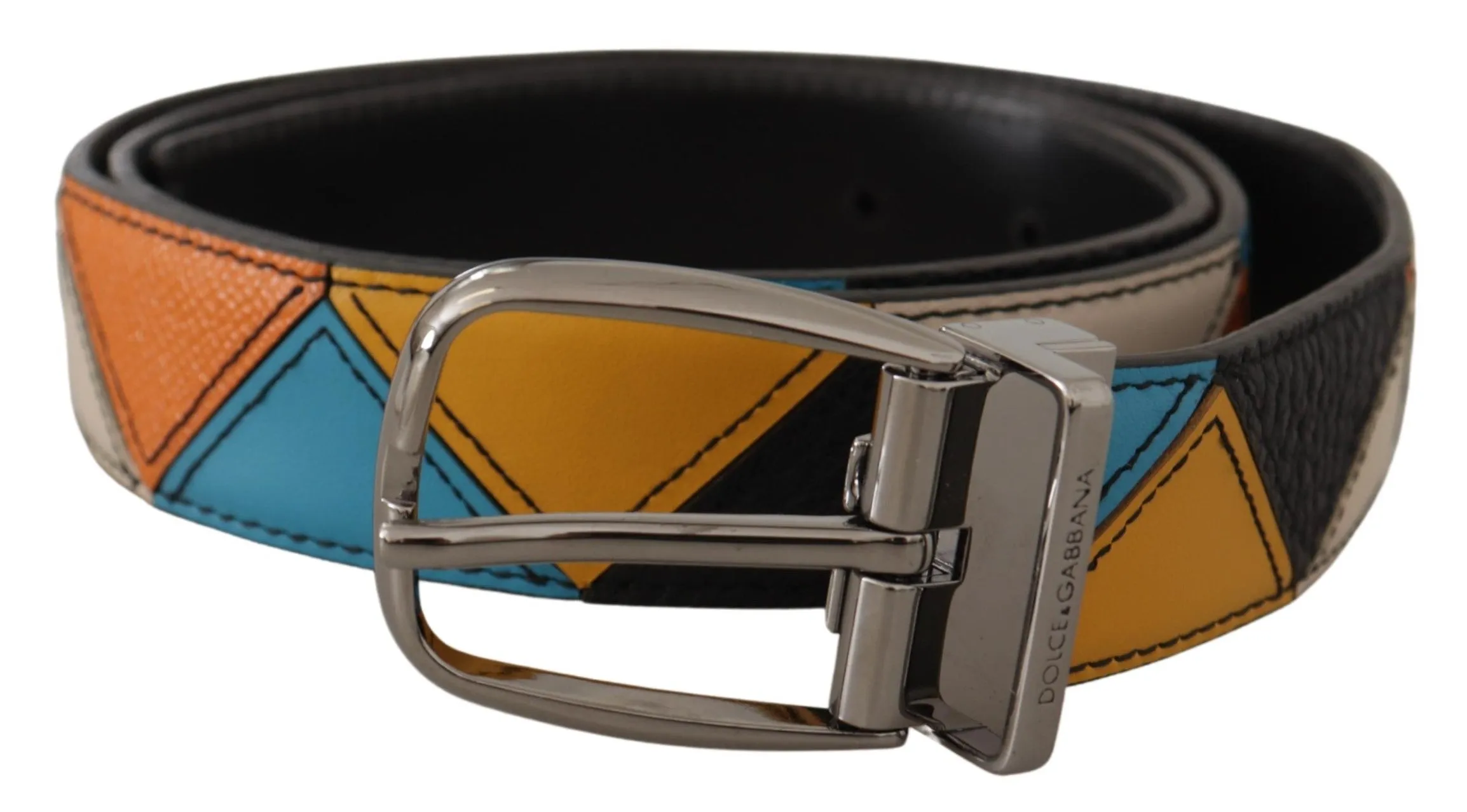 Elegant Multicolor Leather Belt with Silver Buckle sold by Louxly