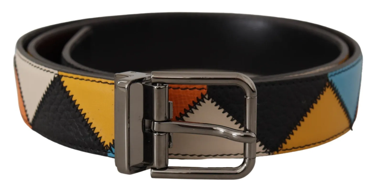 Multicolor Leather Belt with Silver Buckle sold by Louxly